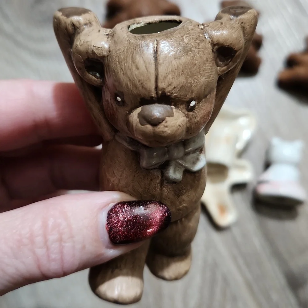 Vintage Glass Porcelain Ceramic Bear Figurines VTG Collectible Mid-Century HTF